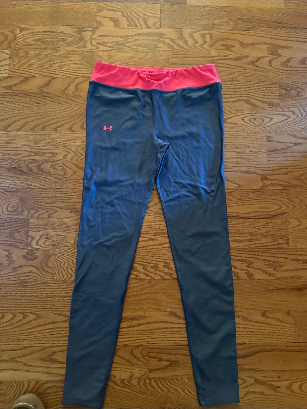 Under Armour Girls Navy Leggings with Pink Waistband